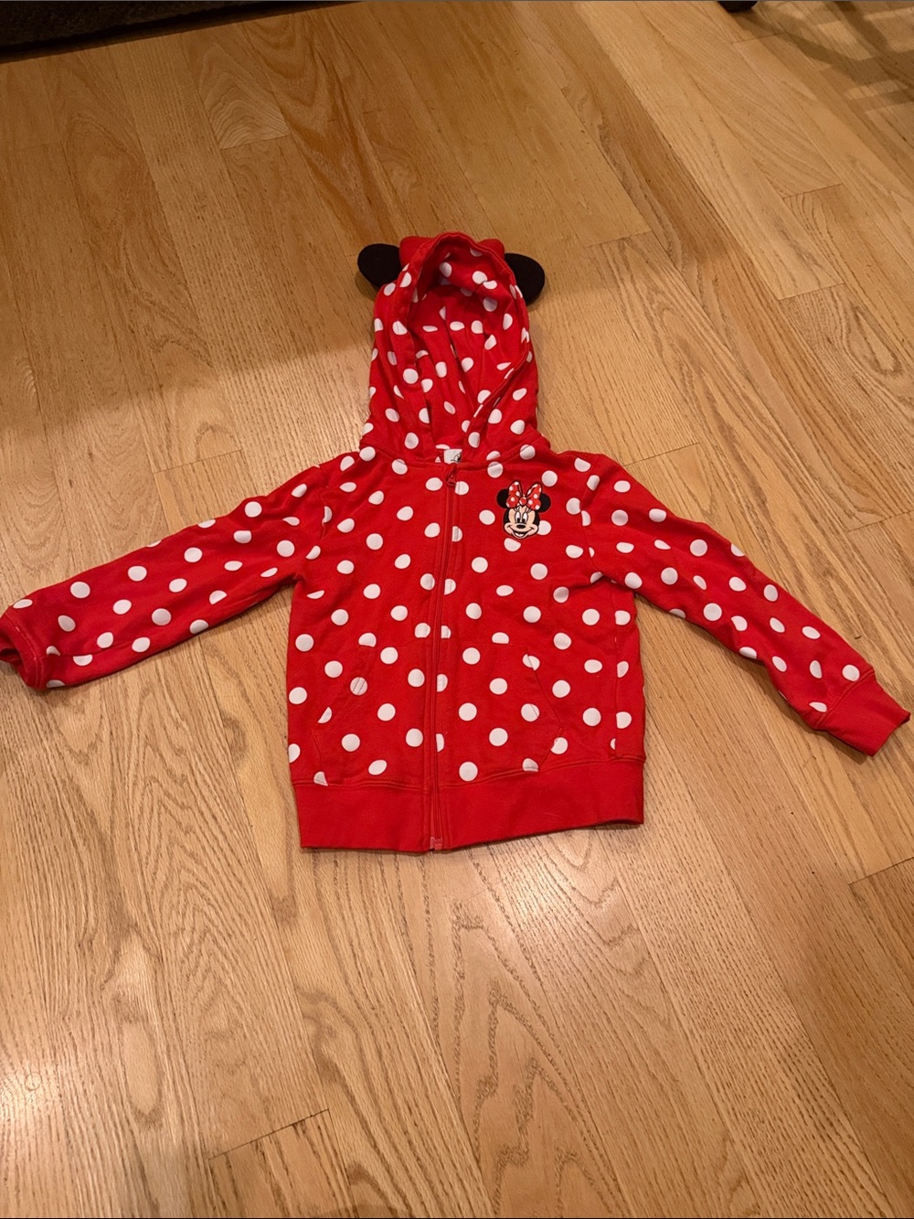 Disney Red Polka Dot Minnie Mouse Hooded Zip-Up Sweatshirt